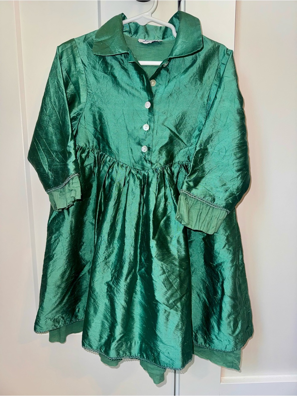 Jacadi Emerald Green Silk Girls Dress / Formal / Event / Photos / Holiday / Sz4